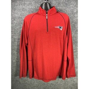 Tommy Bahama Men's New England Patriots Red 1/4 Zip Football Pullover XL